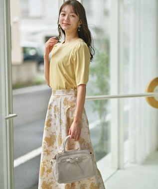 ANY SIS 【撥水】シルエットフラワー スカート イエロー系