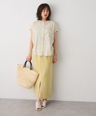 CRAFT STANDARD BOUTIQUE バンドカラーサイドドロストシャツ Cream