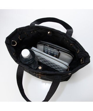UNBILLION カシュカシュ cachecache / ヒネリ金具2wayナイロンキルティングトートM ブラック