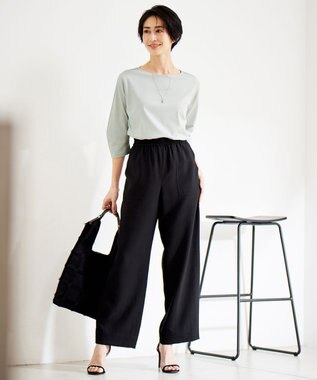 ICB 【接触冷感・UVケア・洗える】 コンフォートプレーティング クレセントスリーブカットソー アイスグレー系