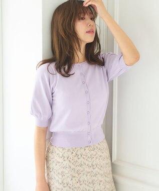 Feroux 【接触冷感・UVカット】ハーフスリーブ カーディガン ライラック系