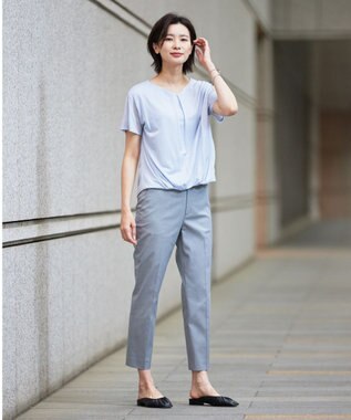 J.PRESS LADIES L 【WEB限定カラーあり・セットアップ対応・洗える・撥水・防汚】コットンFITTYシャーク テーパード パンツ ライトグレー系