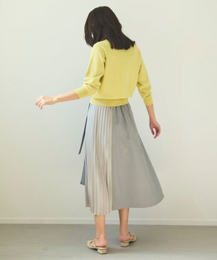 Feroux 【洗える・接触冷感・UVカット】ハートボタン7分袖 カーディガン イエロー系