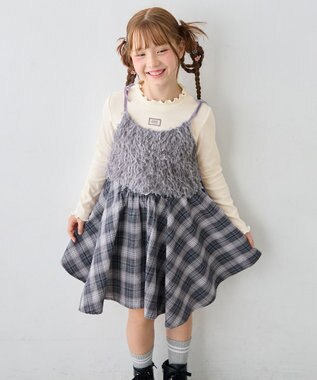 ANY KIDS 【2点セット】Tシャツ×フェザーライク キャミソール エクリュ×グレー