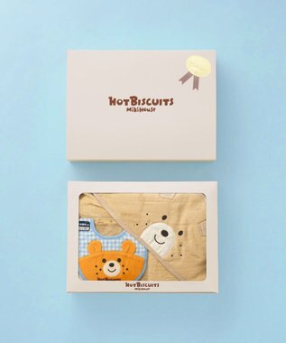 MIKI HOUSE HOT BISCUITS ベビーバスタオル＆スタイギフトセット【BOX付き】 ベージュ
