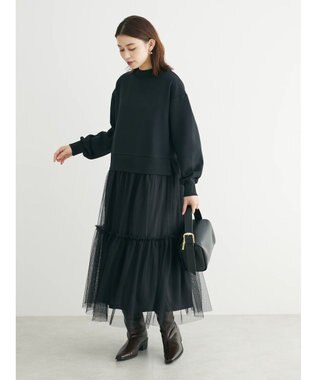 Green Parks ・ＳＵＧＡＲ　ＳＰＯＯＮ　チュールドッキングワンピース Black