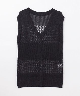 GRACE CONTINENTAL ラメメッシュニットトップ ブラック