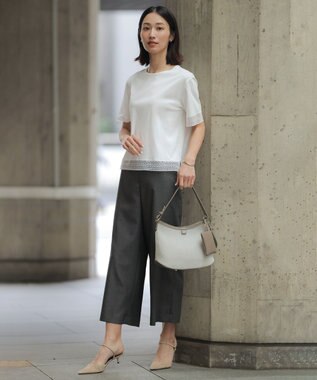 J.PRESS LADIES 【一枚で着映え】コットンスムース レース カットソー ホワイト系