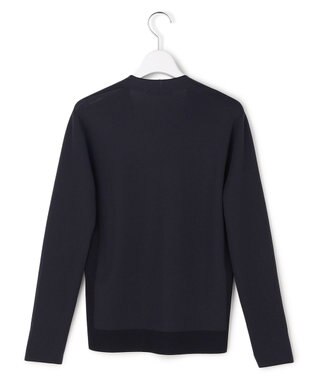 ICB L シンセティックフルニードル Vネックニット ネイビー×ブラック配色