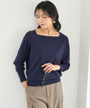 UNFILO マイビューティニット スクエアネック ネイビー