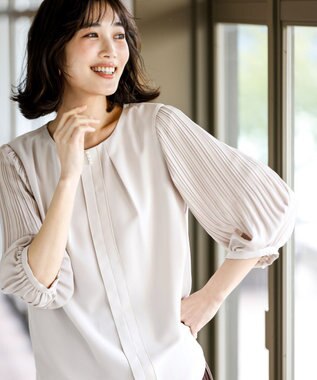 ANY SIS L プリーツスリーブ ブラウス