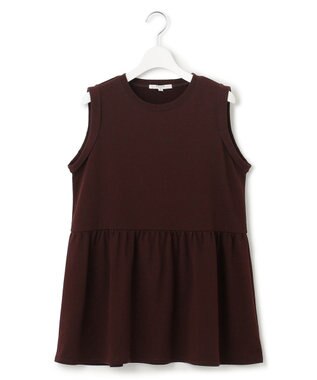 23区 【SLOW/洗える】コンパクトインレー ペプラムヘム カットソー ダークブラウン系