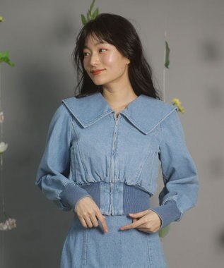 Green Parks ｄａｚｚｌｉｎ　襟付きデニムショートｚｉｐブルゾ