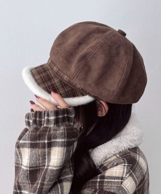 WEGO チェック柄Fスエードキャスケット