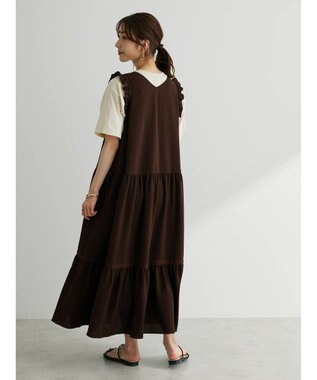 Green Parks ■ＥＳＣＡＲ　ドロストギャザーワンピース Black