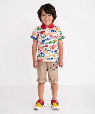 MIKI HOUSE HOT BISCUITS 【80-120cm】 ワッペン 6分丈 ハーフパンツ ベージュ