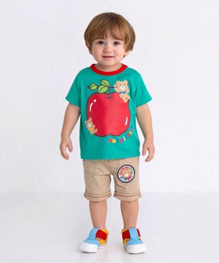 MIKI HOUSE HOT BISCUITS 【80-120cm】 ワッペン 6分丈 ハーフパンツ ベージュ