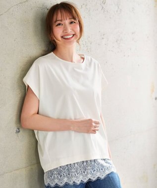 ANY SIS 【シルクタッチさら魅せTシャツ】後ろコクーン プルオーバー アイボリー