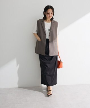 Green Parks メッシュフレンチスリーブジレ Mocha