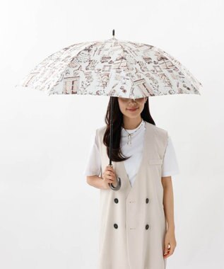 AURORA 【 Beaurance （ビューランス）】サマーシールド プリント夢が棲む場所　晴雨兼用傘（長傘） ペールコーラル