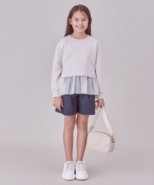 UNFILO 【110-150cm】BEAUTY FORM JERSEY ペプラムスウェット グレージュ