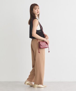 earth music&ecology フラワー刺繍メッシュベスト Black