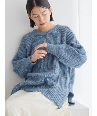 AMERICAN HOLIC Ｍｉｘヤーンラグランニットプルオーバー Blue