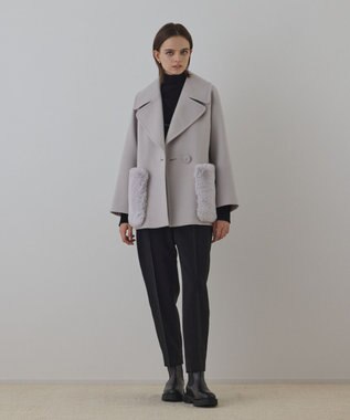 GRACE CONTINENTAL ファーポケットピーコート ベージュ