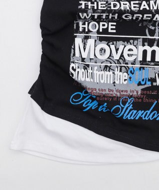 WEGO フェイクインナープリントピチT ブラック