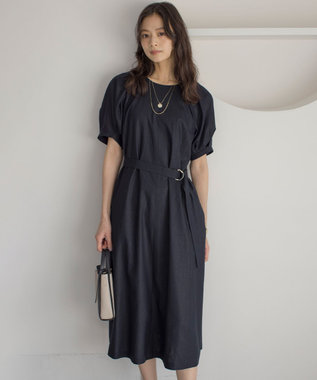 組曲 L リネンレーヨン ワンピース ネイビー系