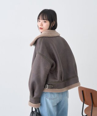 earth music&ecology フェイクムートンジャケット Brown