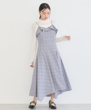 earth music&ecology フリルキャミワンピース Blue Gray