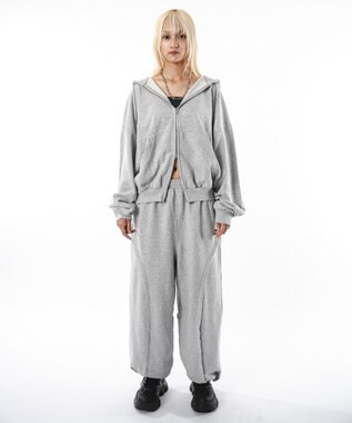 WEGO 【ユニセックス着用ITEM】バルーンBIGダブルZIPパーカー 杢グレー