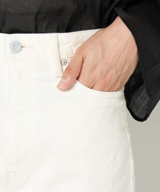 woadblue ブーティフレア ストレッチデニムパンツ ホワイト WHITE