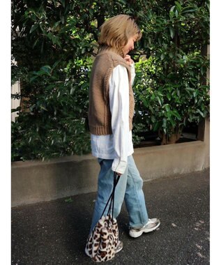 Green Parks ケーブルニットベスト Beige