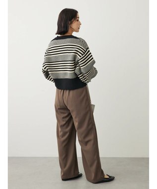 Green Parks ・ＥＬＥＮＣＡＲＥ　ＤＵＥ　パール釦カーディガン Border Black