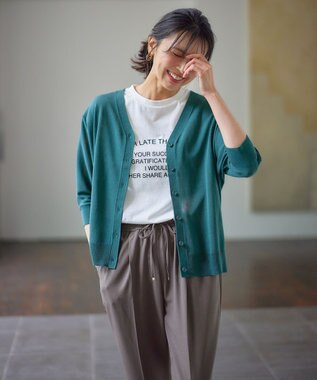 ANY 【UVケア/接触冷感/アンチピリング】多機能ハーフスリーブカーディガン グリーン