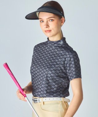 FILA GOLF／marie claire 【Marie claire sports】ロゴ柄モックネックシャツ ブラック