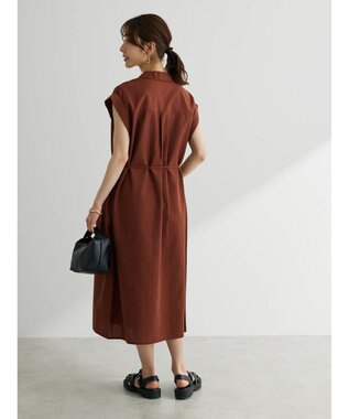 Green Parks 綿麻混開襟ワンピース Terracotta