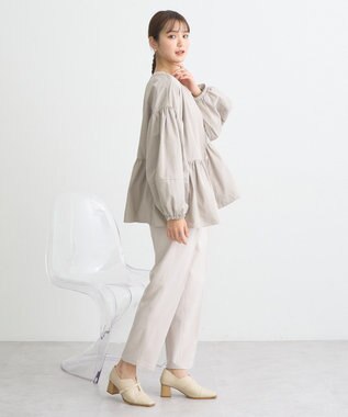 earth music&ecology 撥水ペプラムジップブルゾン Gray Beige