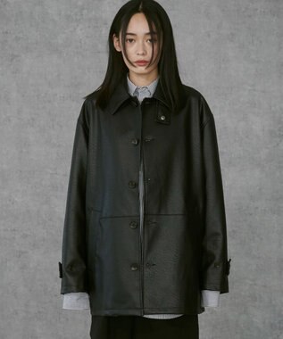 WEGO 【ユニセックス着用ITEM】シンセティックレザーカーコート ブラック