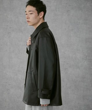 WEGO 【ユニセックス着用ITEM】シンセティックレザーカーコート ブラック