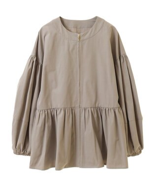 earth music&ecology 撥水ペプラムジップブルゾン Gray Beige