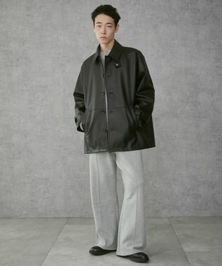 WEGO 【ユニセックス着用ITEM】シンセティックレザーカーコート ブラック