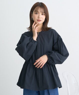 earth music&ecology 撥水ペプラムジップブルゾン Navy