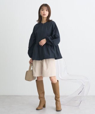 earth music&ecology 撥水ペプラムジップブルゾン Navy