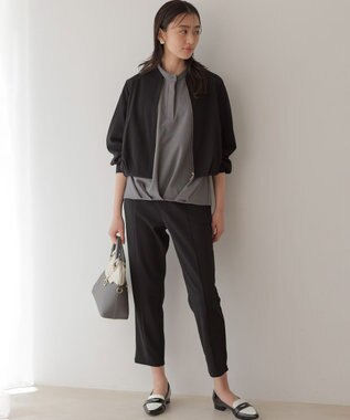 組曲 【WEB限定】ジョーゼットジャージードルマンスリーブ ブラウス グレー系