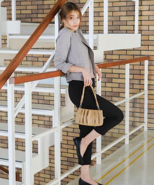 Tiaclasse L 【新色追加・洗える】麻調薄地キーネックジャケット グレー