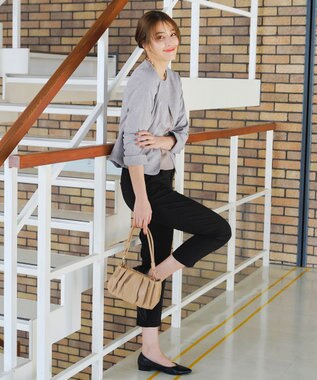 Tiaclasse L 【新色追加・洗える】麻調薄地キーネックジャケット グレー