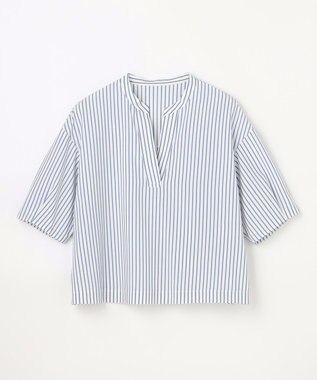 ANY 楽映えスキッパーブラウス ブルーストライプ